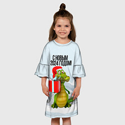 Платье клеш для девочки С новым 2024 годом, цвет: 3D-принт — фото 2