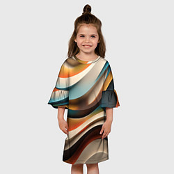 Платье клеш для девочки Волнистая объёмная текстура - нейросеть, цвет: 3D-принт — фото 2