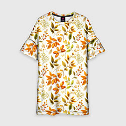 Платье клеш для девочки Осенние листья и желуди, цвет: 3D-принт