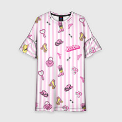 Детское платье Барби - розовая полоска и аксессуары
