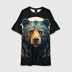 Платье клеш для девочки Арт осенний медведь, цвет: 3D-принт