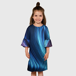 Платье клеш для девочки Трехмерные волны, цвет: 3D-принт — фото 2