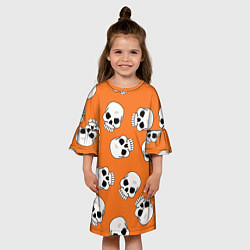 Платье клеш для девочки Черепки для хэллоуина, цвет: 3D-принт — фото 2