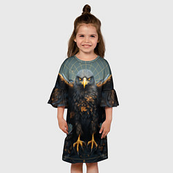 Платье клеш для девочки Орёл с расправленными крыльями, цвет: 3D-принт — фото 2