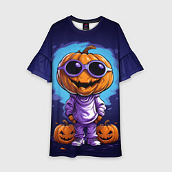 Платье клеш для девочки Тыквенная голова, цвет: 3D-принт