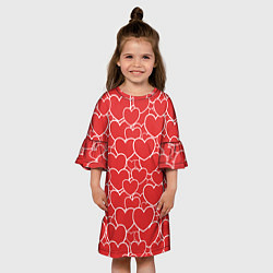Платье клеш для девочки Сердечки любви, цвет: 3D-принт — фото 2