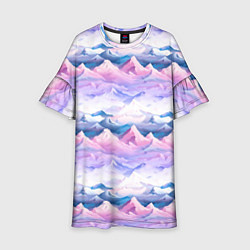 Платье клеш для девочки Розовые горы паттерн, цвет: 3D-принт