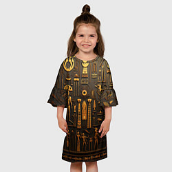 Платье клеш для девочки Арт в стиле египетских письмен, цвет: 3D-принт — фото 2