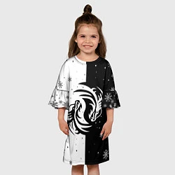 Платье клеш для девочки Инь Янь - Драконы, цвет: 3D-принт — фото 2