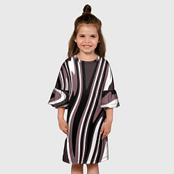 Платье клеш для девочки Абстракция пыльно-розовый и чёрный, цвет: 3D-принт — фото 2