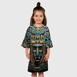 Платье клеш для девочки Орнамент с маской в египетском стиле, цвет: 3D-принт — фото 2