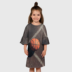 Платье клеш для девочки Мяч баскетбольный, цвет: 3D-принт — фото 2