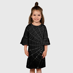 Платье клеш для девочки Паутина на черном фоне, цвет: 3D-принт — фото 2