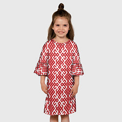 Платье клеш для девочки Макошь - славянские обережные узоры, цвет: 3D-принт — фото 2