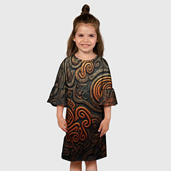 Платье клеш для девочки Асимметричный паттерн в викингском стиле, цвет: 3D-принт — фото 2