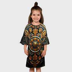 Платье клеш для девочки Круглый орнамент в викингском стиле, цвет: 3D-принт — фото 2