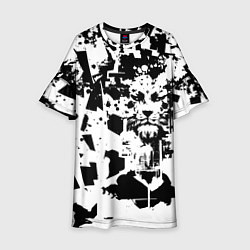 Платье клеш для девочки Морда льва - абстракция, цвет: 3D-принт