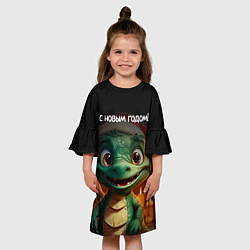 Платье клеш для девочки С новым годом дракона, цвет: 3D-принт — фото 2