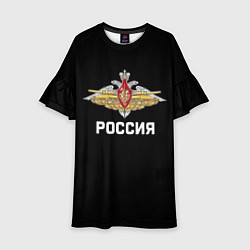 Платье клеш для девочки Армия России герб, цвет: 3D-принт