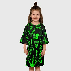 Платье клеш для девочки Berserk neon green, цвет: 3D-принт — фото 2