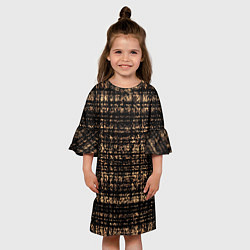 Платье клеш для девочки Имитация ткани чёрно-бежевый, цвет: 3D-принт — фото 2