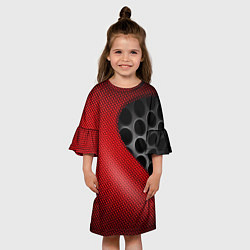 Платье клеш для девочки Абстрактный фон карбон, цвет: 3D-принт — фото 2