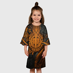 Платье клеш для девочки Узор в скандинавском фолк-арт стиле, цвет: 3D-принт — фото 2