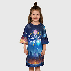 Платье клеш для девочки Загадай желание под новый год, цвет: 3D-принт — фото 2