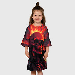 Платье клеш для девочки Череп в огне, цвет: 3D-принт — фото 2