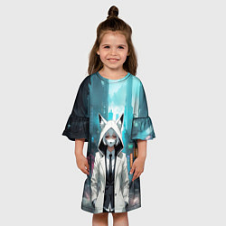 Платье клеш для девочки Девушка в плаще с ушками, цвет: 3D-принт — фото 2