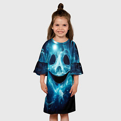 Платье клеш для девочки Нейросеть - хеллоуин привидения, цвет: 3D-принт — фото 2