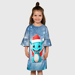 Платье клеш для девочки Маленький дракошка символ года, цвет: 3D-принт — фото 2