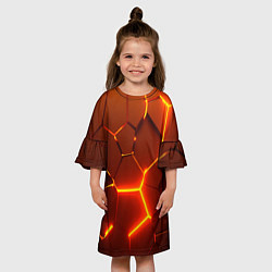Платье клеш для девочки Плиты абстрактные огненные, цвет: 3D-принт — фото 2