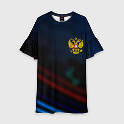Платье клеш для девочки Спортивная россия герб, цвет: 3D-принт