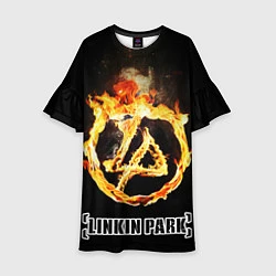 Платье клеш для девочки Linkin Park - fire logo, цвет: 3D-принт