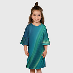 Платье клеш для девочки Сине-зелёная жидкая текстура - нейросеть, цвет: 3D-принт — фото 2