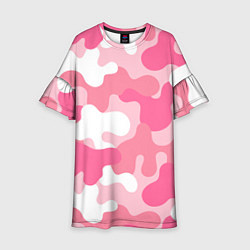 Платье клеш для девочки Камуфляж розовый, цвет: 3D-принт