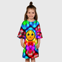 Платье клеш для девочки Геометри даш неоновый градиент, цвет: 3D-принт — фото 2