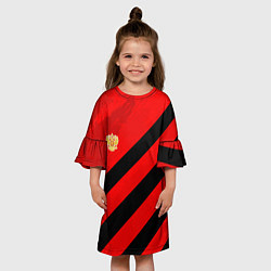Платье клеш для девочки Герб РФ - красная абстракция, цвет: 3D-принт — фото 2