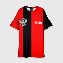 Платье клеш для девочки Красный и черный - герб РФ, цвет: 3D-принт