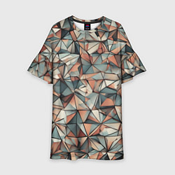 Платье клеш для девочки Маленькие треугольники сепия, цвет: 3D-принт