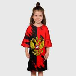 Платье клеш для девочки Герб РФ краски геометрия, цвет: 3D-принт — фото 2