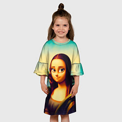 Платье клеш для девочки Нейросеть - Мона Лиза в стиле Pixar, цвет: 3D-принт — фото 2
