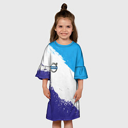 Платье клеш для девочки Вольво - триколор, цвет: 3D-принт — фото 2