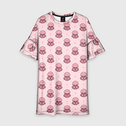 Платье клеш для девочки Розовая медуза, цвет: 3D-принт