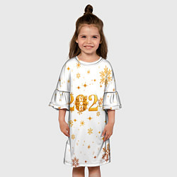 Платье клеш для девочки Новый 2024 год - золотой, цвет: 3D-принт — фото 2