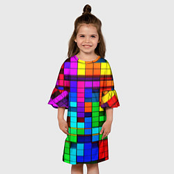 Платье клеш для девочки Радужный кубизм, цвет: 3D-принт — фото 2
