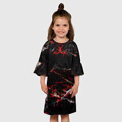 Платье клеш для девочки Красные узоры, цвет: 3D-принт — фото 2