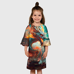 Платье клеш для девочки Мифический дракон 2024, цвет: 3D-принт — фото 2