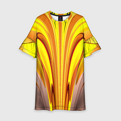 Платье клеш для девочки Вытянутые желтые полосы, цвет: 3D-принт